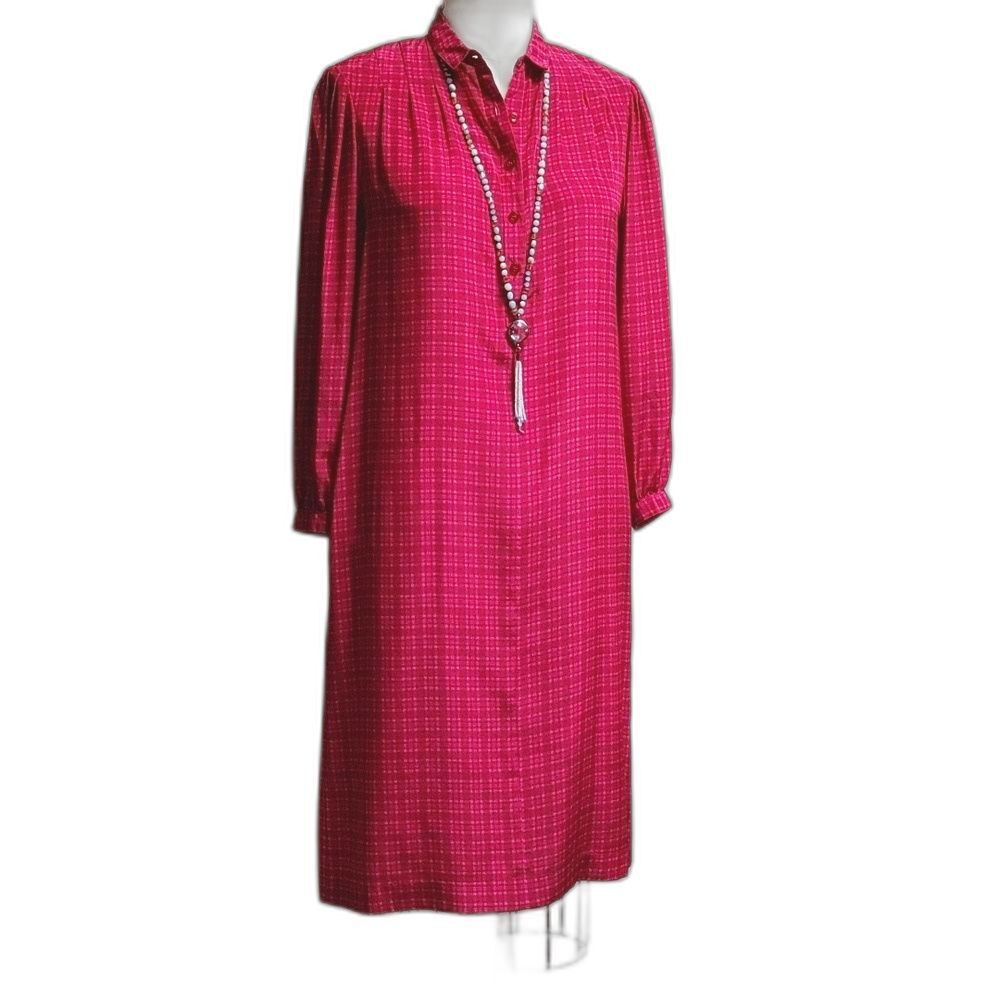 VTG Miss Bergdorf Burgundy and Pink Silk Shift Size S